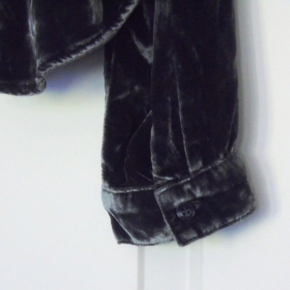 Bella Dahl Crushed Velvet & Silk Top with Peplum in Pewter Size M New with Tags - Picture 5 of 6